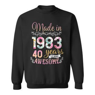 Womens 40 Year Old Gifts Made In 1983 Floral 40Th Birthday Sweatshirt | Mazezy