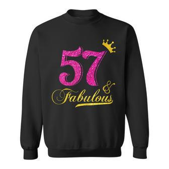 Womens 57 And Fabulous Diamond Crown Happy 57Th Birthday V2 Men Women Sweatshirt Graphic Print Unisex - Thegiftio UK