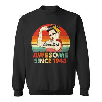 Womens 80Th Birthday Gifts Women 80 Year Old Awesome Since 1943 Sweatshirt - Thegiftio UK