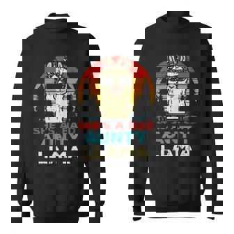 Womens Bad Aunty Llama Retro Alpaca Mothers Day Aunt Auntie Women Men Women Sweatshirt Graphic Print Unisex - Thegiftio