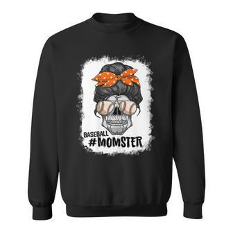 Womens Baseball Momster Womens Halloween Messy Bun Mom Ster Men Women Sweatshirt Graphic Print Unisex - Thegiftio UK