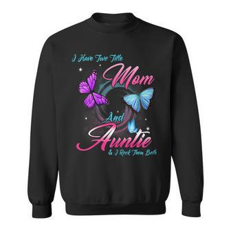 Womens Butterfly I Have Two Titles Mom And Auntie Gift Sweatshirt - Seseable