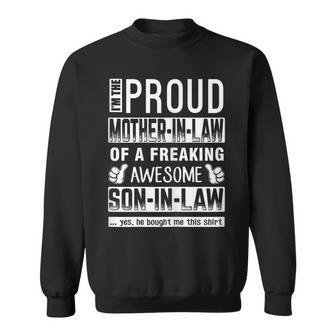 Womens Funny Gift From Freaking Awesome Son In Law To Mother In Law Sweatshirt - Thegiftio UK