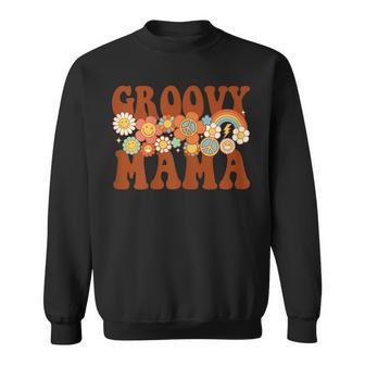 Womens Groovy Mama Retro Matching Family Baby Shower Mothers Day Sweatshirt | Mazezy