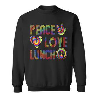 Womens Lunch Lady Peace Love Lunch Tie Dye Cafeteria Squad Men Women Sweatshirt Graphic Print Unisex - Thegiftio UK