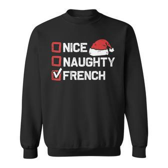 Womens Nice Naughty French Family Christmas List Funny Xmas 2022 Men Women Sweatshirt Graphic Print Unisex - Seseable