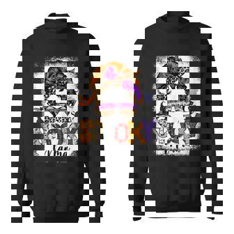 Womens One Spooky Mama Messy Bun Women Witch Mom Halloween Costume Men Women Sweatshirt Graphic Print Unisex - Thegiftio