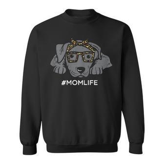 Womens Pitbull Leopard Bandana Mom Life Mothers Day Pittie Dog Mama Men Women Sweatshirt Graphic Print Unisex - Seseable
