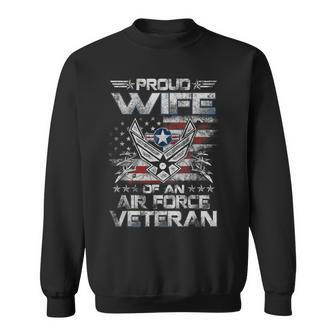 Womens Proud Wife Air Force Military Veterans Day Men Women Sweatshirt Graphic Print Unisex - Seseable