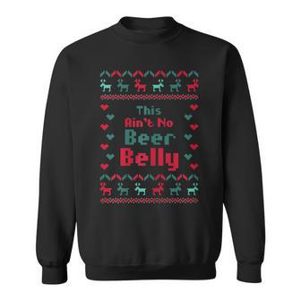 Womens This Aint No Beer Belly Christmas Pregnancy Announcement Men Women Sweatshirt Graphic Print Unisex - Seseable