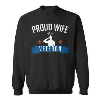 Womens Veterans Day S For Women Proud Wife Of A Veteran Men Women Sweatshirt Graphic Print Unisex - Seseable