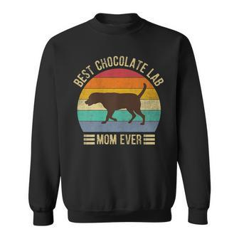 Womens Vintage Retro Best Chocolate Lab Mom Ever Labrador Retriever Sweatshirt - Seseable