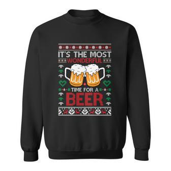 Wonderful Time Beer Ugly Christmas Sweaters Gift Sweatshirt - Monsterry