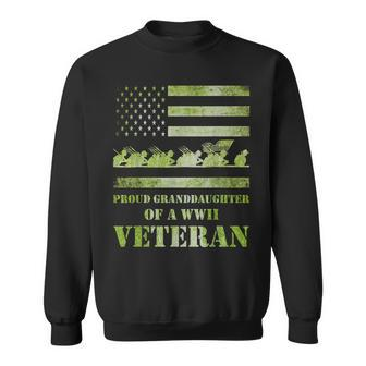 World War 2 Ii 80Th Anniversary Proud Granddaughter Veteran Men Women Sweatshirt Graphic Print Unisex - Seseable
