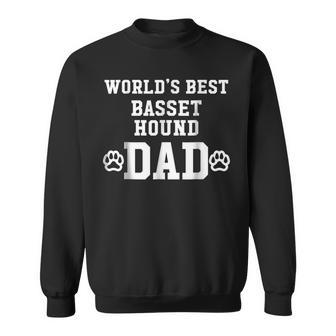 Worlds Best Basset Hound Dad Dog Lover Pawprint Sweatshirt | Mazezy