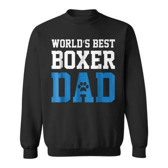 Worlds Best Boxer Dad Dog Owner Lover Paw Pet Blue Sweatshirt | Mazezy