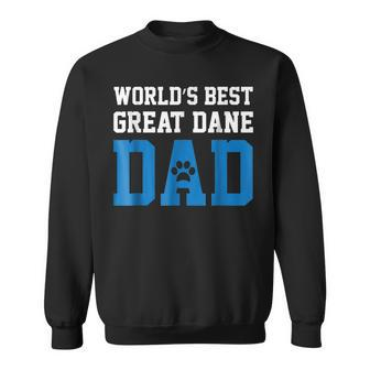 Worlds Best Great Dane Dad Dog Owner Lover Paw Pet Blue Sweatshirt | Mazezy