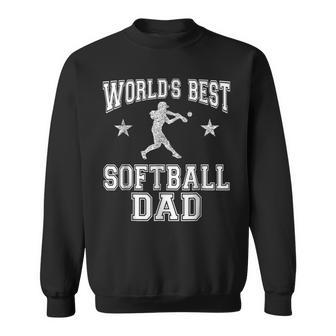 Worlds Best Softball Dad Baseball Fathers Day Sweatshirt | Mazezy