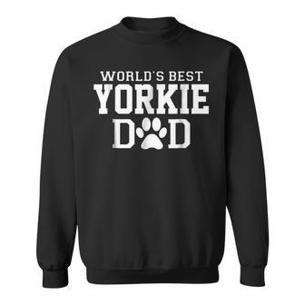 Worlds Best Yorkie Dad Dog Lover Pawprint Sweatshirt | Mazezy
