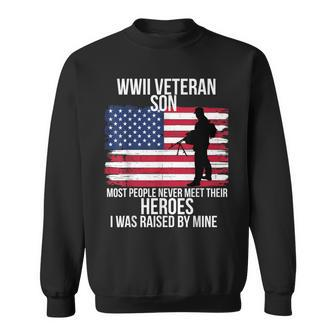 Wwii Veteran Son Most People Never Meet Their Heroes Usa Men Women Sweatshirt Graphic Print Unisex - Seseable