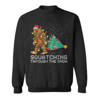 Xmas Squatching Through The Snow Bigfoot Christmas Sasquatch Men Women Sweatshirt Graphic Print Unisex - Thegiftio UK