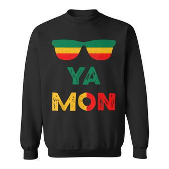 Ya Mon Jamaica Sunglasses Jamaican Flag Slang Jamaican Men Women Sweatshirt Graphic Print Unisex - Thegiftio UK
