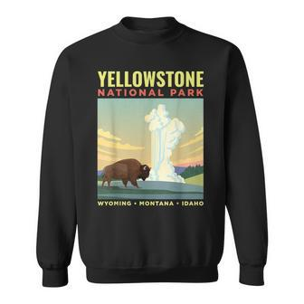 Yellowstone Us National Park Bison Vintage Gift Sweatshirt - Seseable
