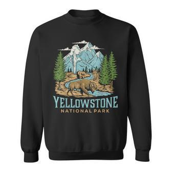 Yellowstone Us National Park Wolf Bison Bear Vintage Gift Sweatshirt - Seseable
