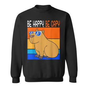 Zoo Animal Retro Rodent Funny Capybara Be Happy Be Capy Sweatshirt | Mazezy