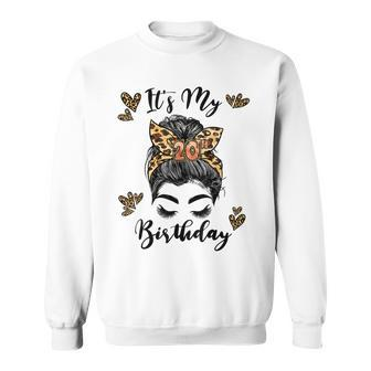 20 Years Old Girl 20Th Birthday Messy Bun Happy Birthday 20 Sweatshirt | Mazezy