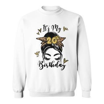 20Th Birthday Decorations Girl Messy Bun 20 Years Old Bday Sweatshirt | Mazezy