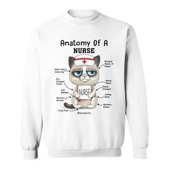 Anatomy Of A Nurse Funny Cat Nurse Life Men Women Sweatshirt Graphic Print Unisex - Seseable