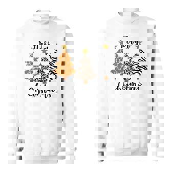 Animal Print Leopard Zebra Giraffe Merry Christmas Tree Xmas Men Women Sweatshirt Graphic Print Unisex - Thegiftio
