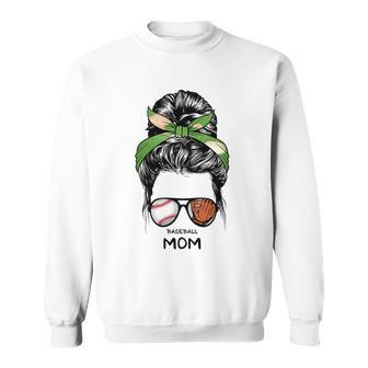 Baseball Mom Messy Bun Mom Life Mothers Day Sweatshirt | Mazezy