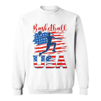 Basketball Usa Player American Flag Indepedence Day Girls Sweatshirt - Thegiftio UK