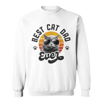 Best Cat Dad Ever Funny Daddy Fathers Day Retro Vintage Men Sweatshirt - Seseable