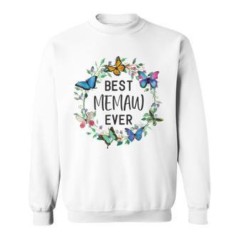 Best Memaw Ever Butterfly Floral Personalized Name Sweatshirt - Seseable