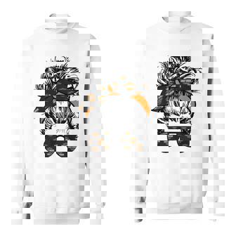 Bike Hair Dont Care Messy Bun Girl Girl Biker Bike Lover Sweatshirt | Mazezy