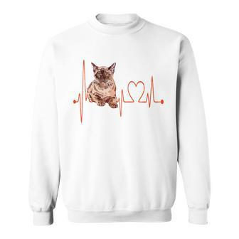 Birmanische Katze Herzschlag Ekg Lustig I Love My Cat Sweatshirt - Seseable