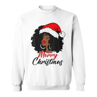 Black African American Santa Apparel Christmas Melanin Women V3 Men Women Sweatshirt Graphic Print Unisex - Thegiftio UK