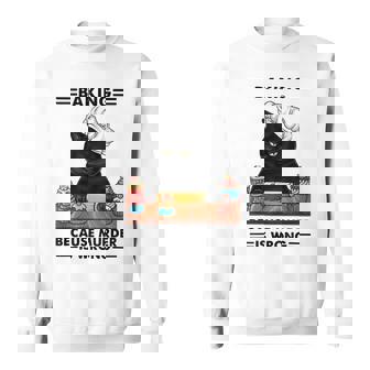 Black Cat Baking Because Murder Is Wrong Cat Lover Baker Fun Men Women Sweatshirt Graphic Print Unisex - Thegiftio