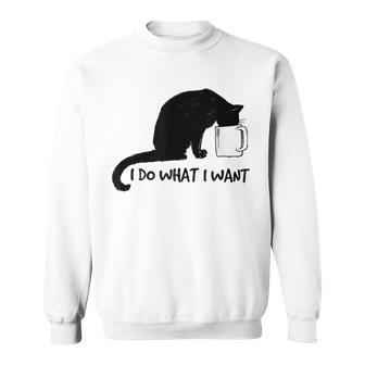 Black Cat Do What I Want Red Cup Funny My Cat Sweatshirt - Seseable