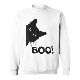 Boo Hiding Peekaboo Scary Funny Halloween 2022 Cat Lovers Men Women Sweatshirt Graphic Print Unisex - Thegiftio UK