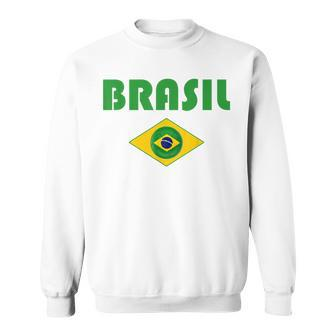 Brasil Fan Brazil Retro Soccer Vintage Brazilian Flag Men Women Sweatshirt Graphic Print Unisex - Seseable