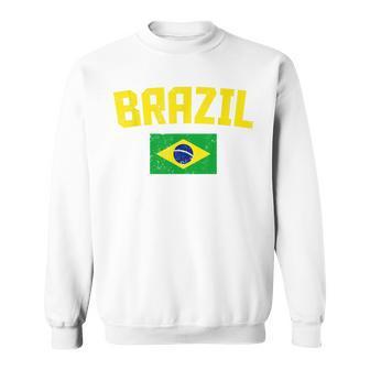 Brazil Football Fans Flag Brazil National Pride Brazilian V2 Men Women Sweatshirt Graphic Print Unisex - Thegiftio UK