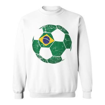 Brazil Soccer Ball Flag Gifts Brazilian Football Men Women Sweatshirt Graphic Print Unisex - Seseable