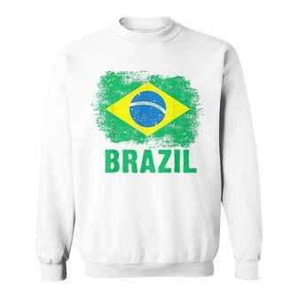 Brazil Soccer Football Brazilian Flag Yellow Vintage Men Women Sweatshirt Graphic Print Unisex - Seseable