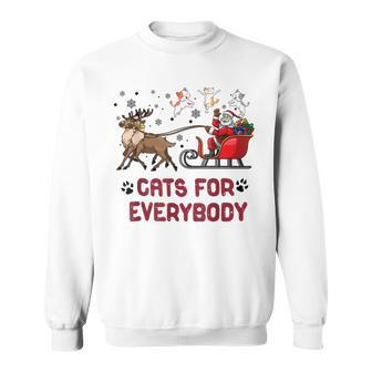 Cats For Everybody Ugly Christmas Cat Funny Xmas Favorite Men Women Sweatshirt Graphic Print Unisex - Seseable