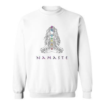 Chakra Meditation Herren Sweatshirt mit Namaste-Schriftzug, Spirituelles Design - Seseable