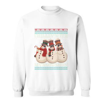 Chillin With My Snowmies Ugly Christmas Snowman Funny Gift Black Sweatshirt - Monsterry AU